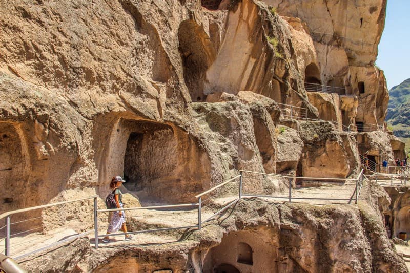 Evelin at Vardzia vardzia for overlanding