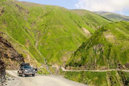 Evelin on Abano pass overlander in georgia
