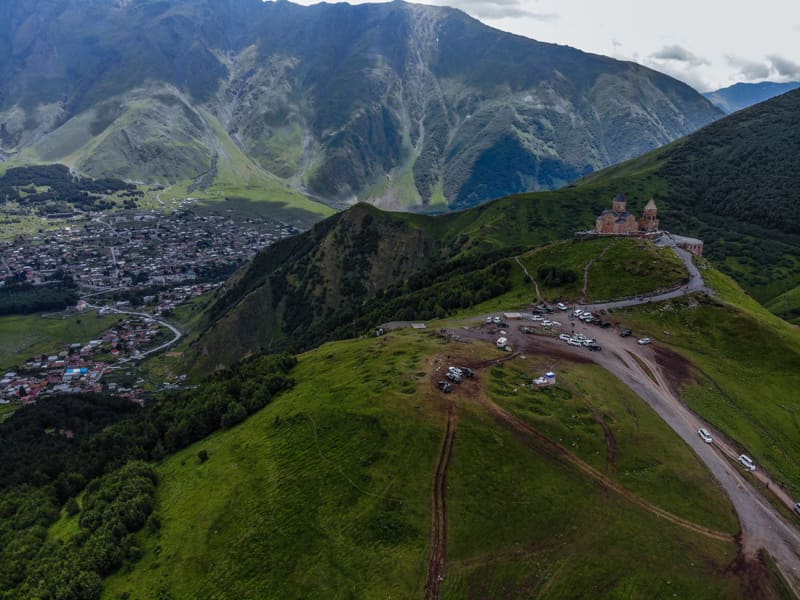 above kazbegi stepantsminda overlanders in kazbegi