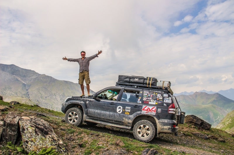 ferenc overlandsite in georgia caucasus top of moutain an overlander