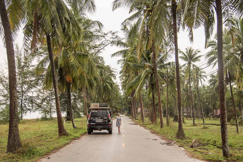 Evelin from Team Overlandsite beach road in Thailand