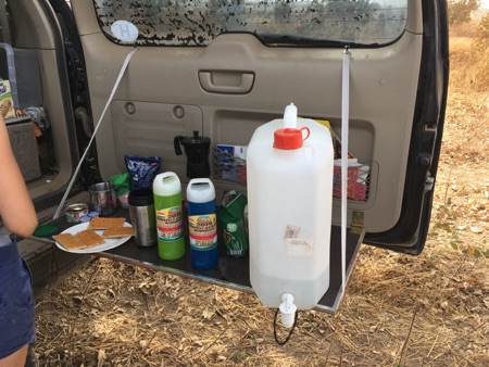 DIY table serving well in the overland rig