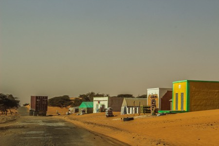 Potholes on main road in Mauritania