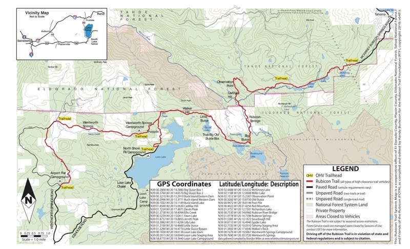 Map of the Rubicon Trail